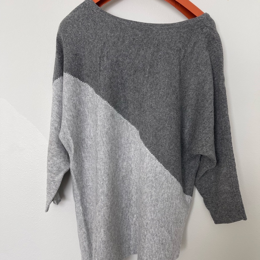 Asymmetrical two tone gray sweater - Large -Mark & Spruce